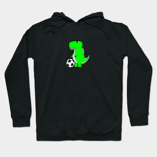Green Dinosaur Loves Soccer Hoodie by Braznyc